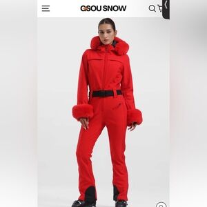 GSOU SNOW Women's Red Waterproof Ski & Snow One- Piece Suit Worn once